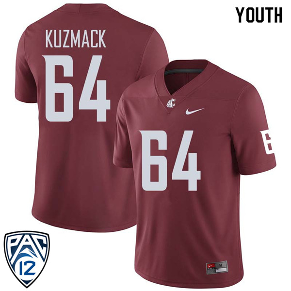 Youth #64 Alec Kuzmack Washington State Cougars College Football Jerseys Sale-Crimson